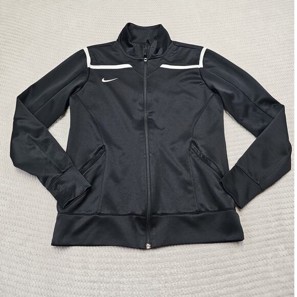 Nike Sweatshirt Womens Large Black Track Jacket Full Zip - Picture 1 of 7